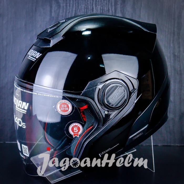 NOLAN HELM N405 CLASSICO 301 BLACK GLOSSY N-405 DOUBLE VISOR - Motorcycle