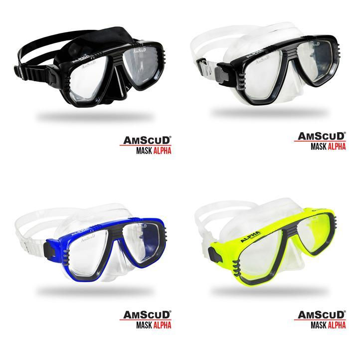 Paket Mask Amscud Alpha + 2Pcs Lensa Minus - Snorkeling/Diving Set