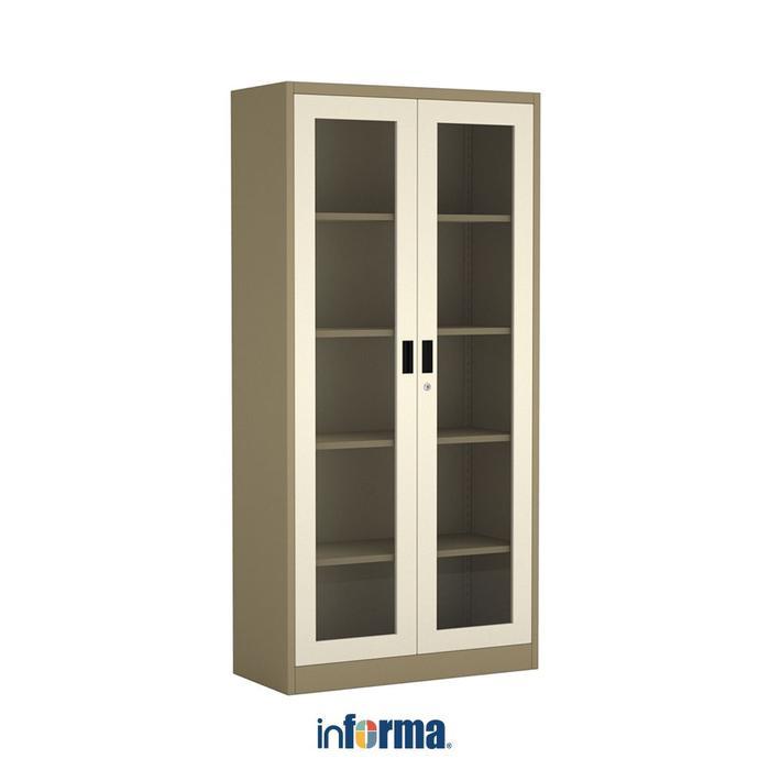 INFORMA KIEV LEMARI ARSIP KANTOR METAL 2 PINTU KACA - COKELAT RAK DOKUMEN FILING KABINET TEMPAT