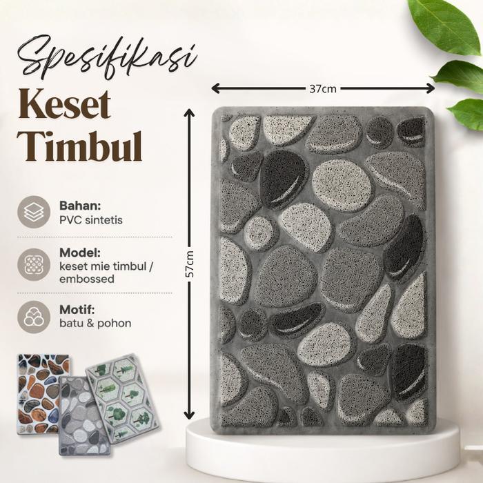 TERLARIS Keset Timbul 3D Dapur Kamar Bahan Keset Mie PVC Motif Batu Pohon READY