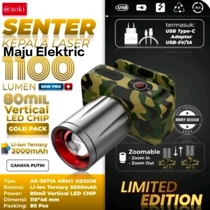 AOKI Senter Kepala LED Zoom AK-3685A/ AK-3686K/ AK-3671A AOKI