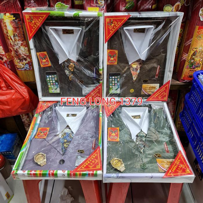 Set Baju Kemeja Jas dan Celana Kertas Pria untuk Sembahyang Leluhur - Jas Kotak