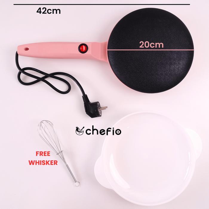 Crepe Maker Electric Alat Pembuat Crepe dan Kulit Risol Listrik Anti Lengket Diameter 20 cm - Pink A