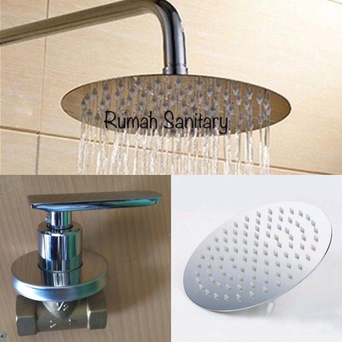 PALOMA - Paket Hemat Wall Shower - Stop kran tanam kuningan - Kran Shower Mandi