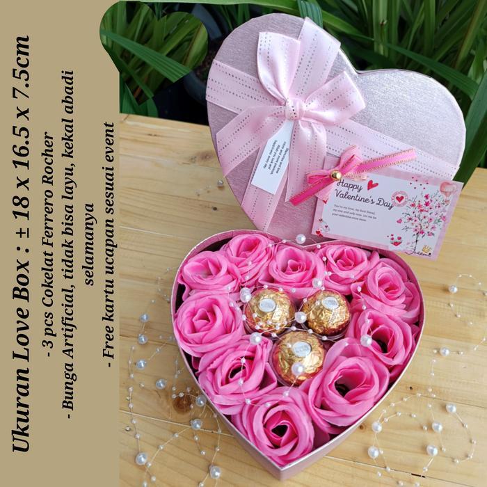 Promo Love Box Buket Bunga Coklat Ferrero Rocher Terlaris