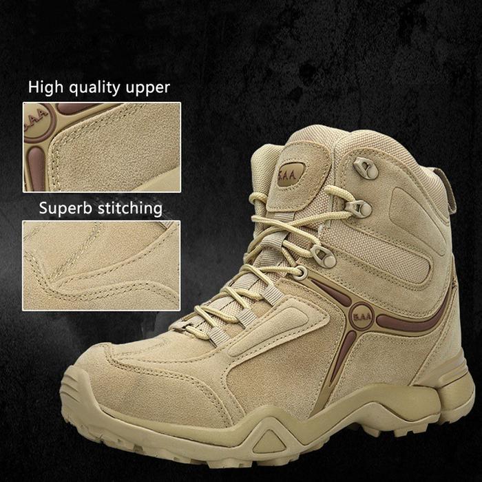 Safety Pria 5AA Sepatu Safety Boots Pria Ujung Besi 5AA Tactical Militer - Hitam, Ukuran 39 5AA Tact