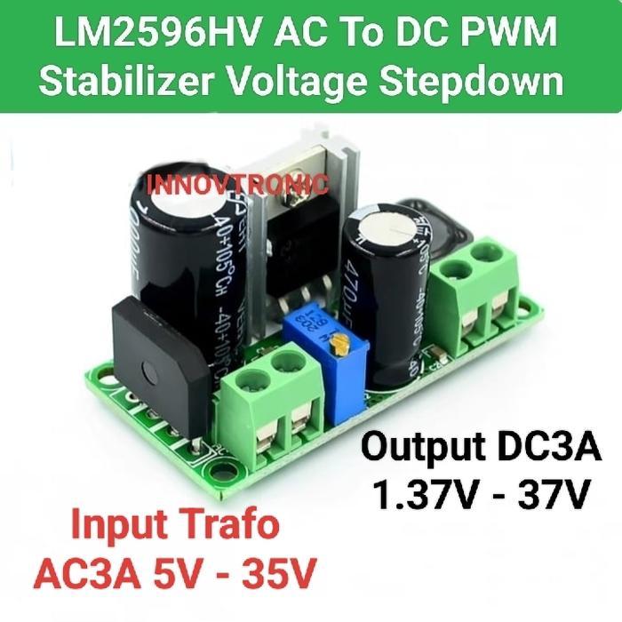 Ac To Dc Stabilizer Regulator Power Supply Lm2596Hv Pwm Stepdown Ac5V - 35V To Dc3A 1.37V - 37V