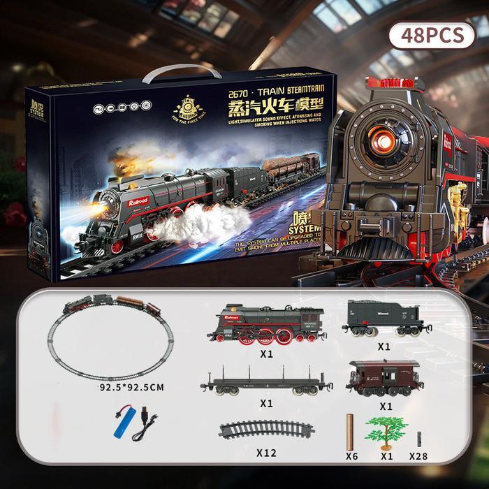 Kereta Api Anak Anak Set Mainan Jalur Kereta Uap Retro Model Mainan Jalur Kereta Listrik Simulasi