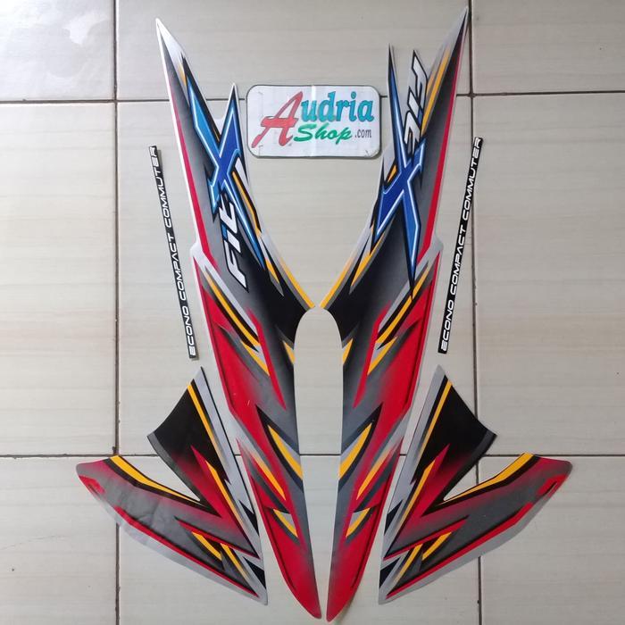 Striping Stiker Motor Honda Supra Fit X 2008 Silver-Merah