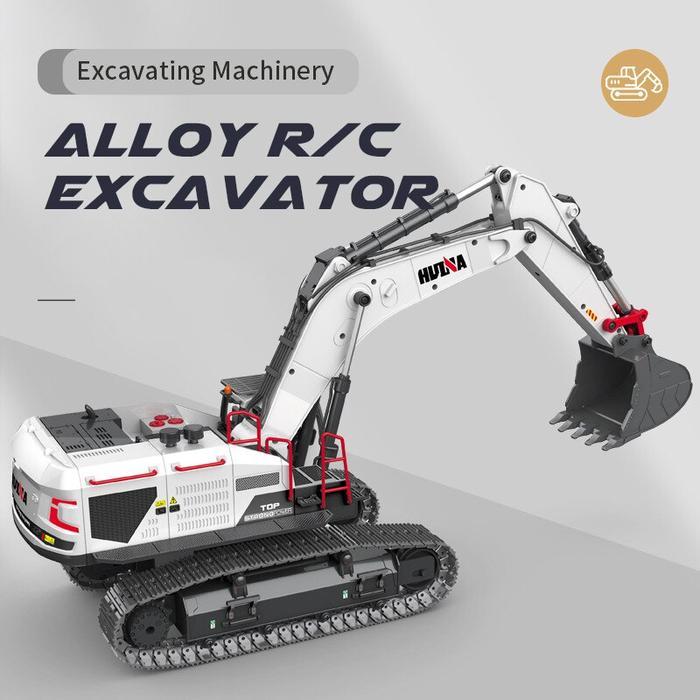 Huina 1594 RC Truk Excavator Alloy 1/14 Grabber Drill Alat Berat