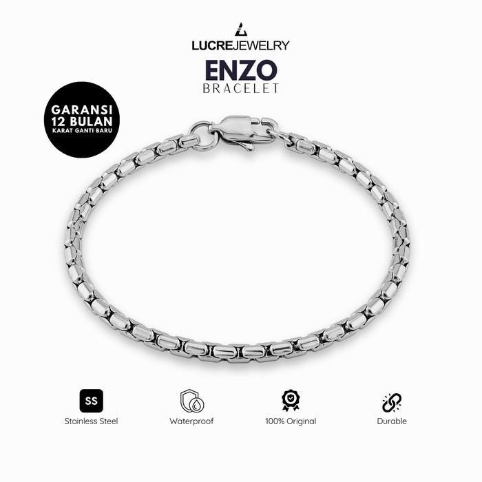Gelang Pria Rantai Stainless Steel Titanium Anti Karat Ukuran 15-22 cm