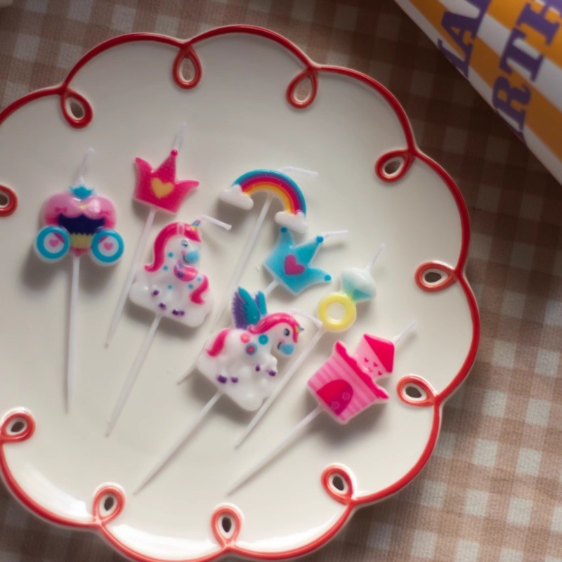 Rainbow Unicorn Candles Birthday Cake Decoration Princess Castle Birthday Candle Unicorn Cake Topper