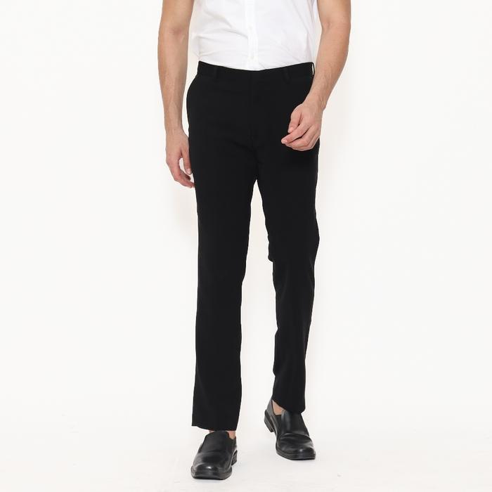 Lawell Panjang Pria Celana Panjang Formal Pria Motif Salur Halus - Regular & Slim Fit - Hitam Pria F