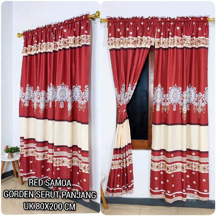 Paket 6 Pcs Gorden Serut Untuk Pintu Atau Jendela Ukuran 80X200 Cm Kain Penutup Dan Pemanis Rumah