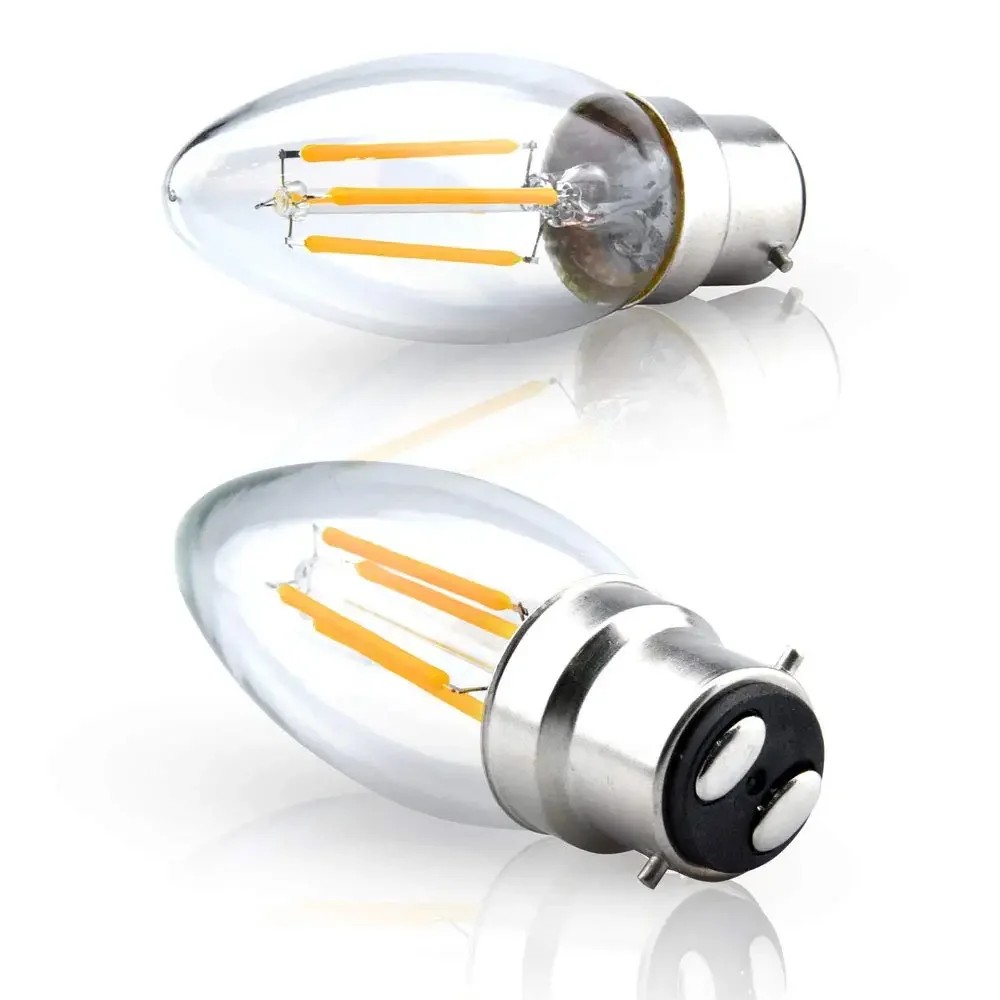 B22 LED Candle Filament Light Bulb 4W C35 Not Dimmable Bayonet Vintage Edison Warm White 2700K Cold