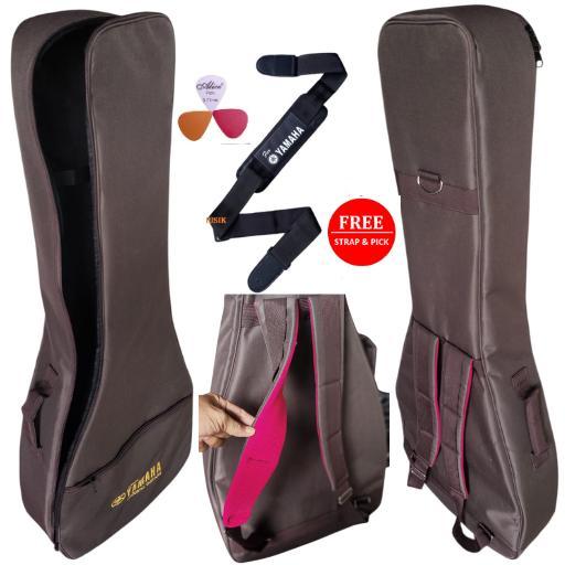Gitar Akustik Yamaha Tas Gitar Akustik Jumbo Anti Air Busa Tebal Warna Coklat dengan Bonus Strap dan
