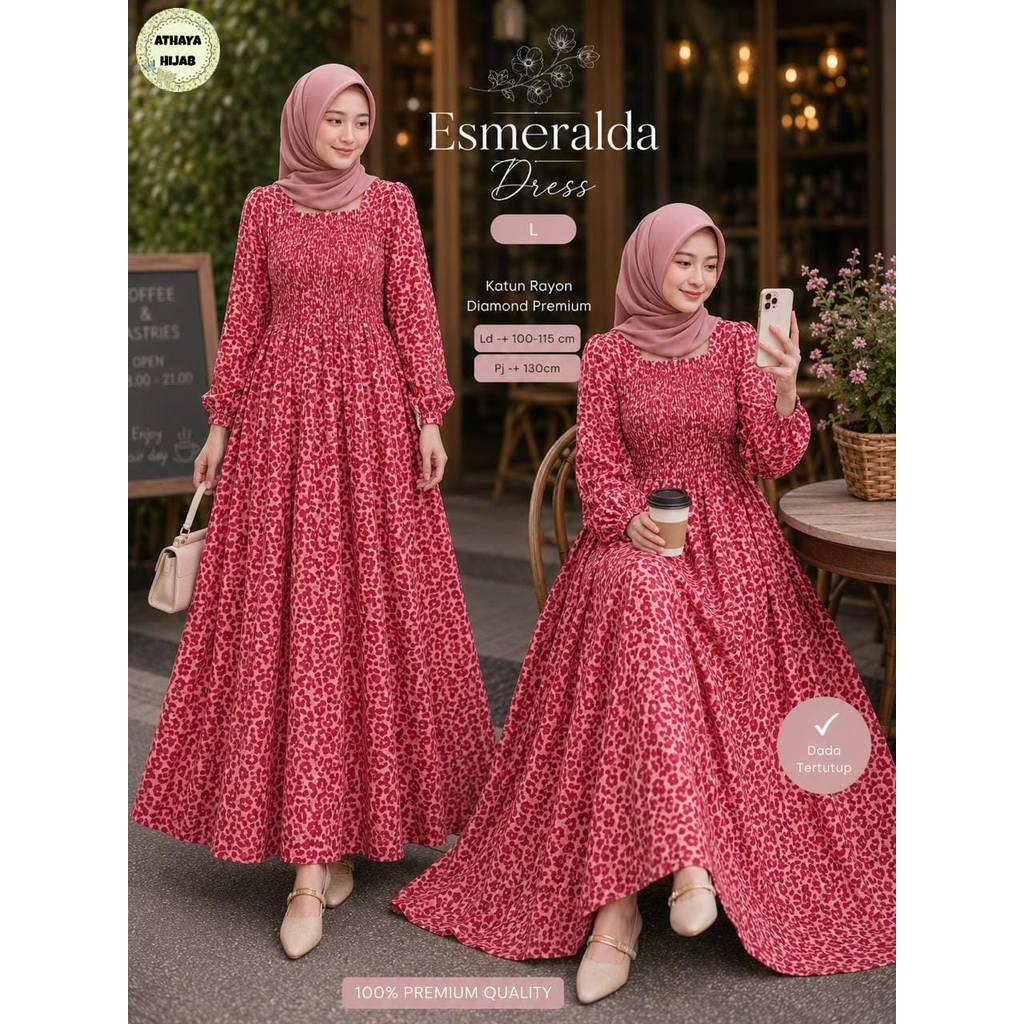 [ATHAYA] Esmeralda Dress Seri A D F H J L M N Premium - Katun Rayon Diamond (Original) - Gamis Wanit