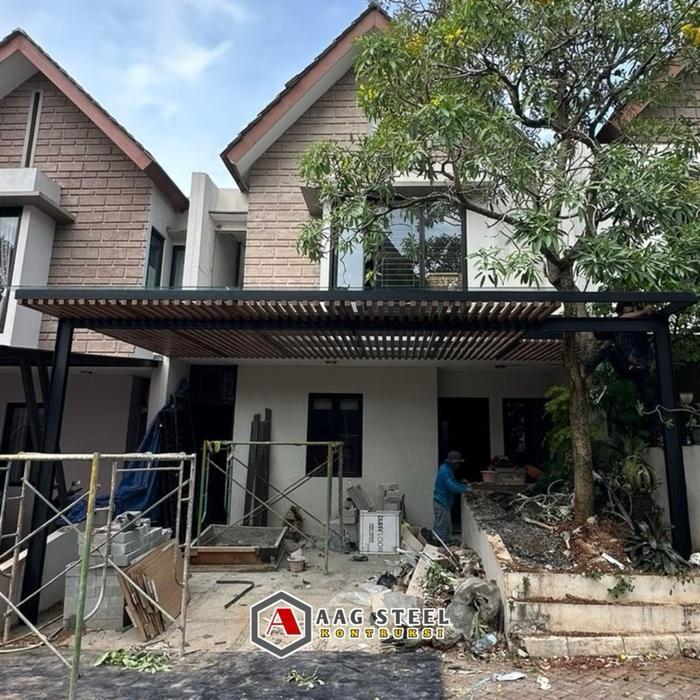 NEW!! AAG Steel Kanopi Kaca Tempered 8mm Rangka Holo Tiang WF150 Baja Besi Transparan Kuat Tahan