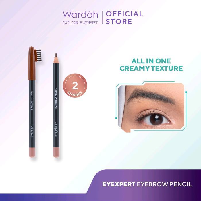 TERLARIS Wardah Eyexpert Pensil Alis Coklat dengan Brush Berbulu Lembut Pensil Alis Waterproof