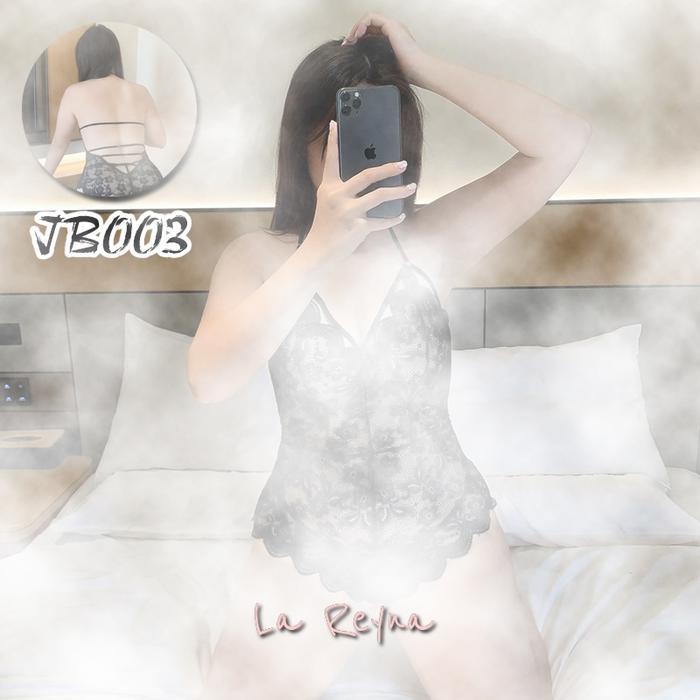 Lareyna Linge Jumbo  Bodysuit Full Lace Transparan Teddy Tali Leher Crotchless JB003