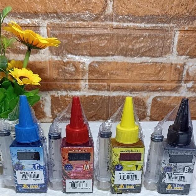 Alfa Ink Alfaink Tinta Printer Canon 60ml CMYK + Suntikan