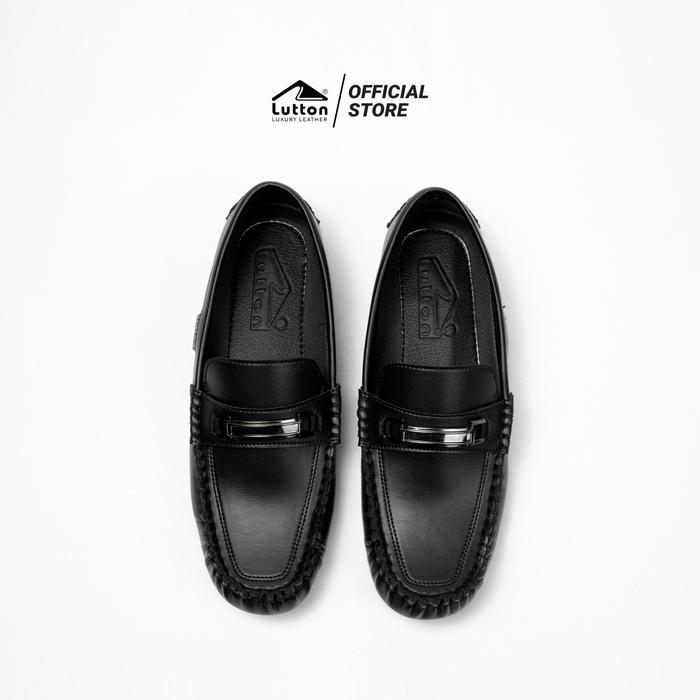 Promo Lutton Astro Sepatu Loafers Pria Mocasin Hitam Kulit Sintetis Sol Jahit Formal Kasual Size