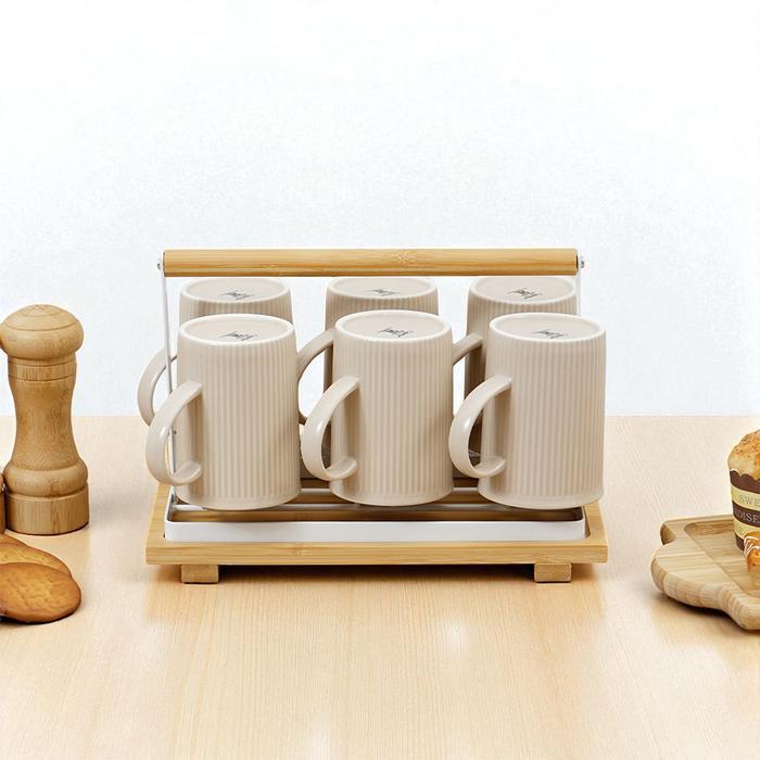 Informa Home - Appetite Menthis Mug Porcelain Dengan Rak 350 Ml Set 6 Pcs