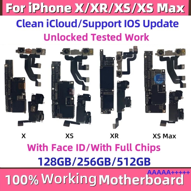 Fully Unlocked For iPhone X XR with Face ID Mainboard Logic Board Free iCloud For iPhone XS Max
