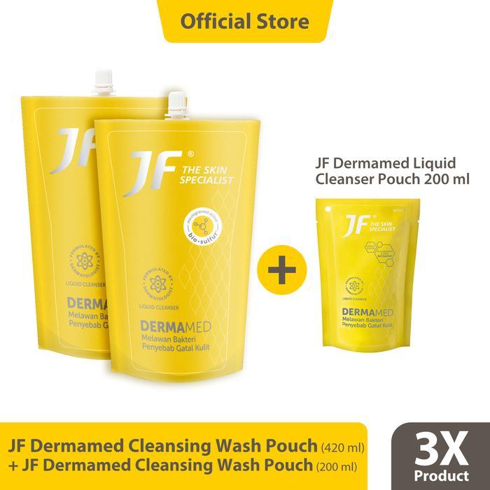 TERLARIS Beli 2 JF Dermamed 420 ml Gratis 1 JF Dermamed Liquid Pouch 200ml, SabunSulfur Antiseptik