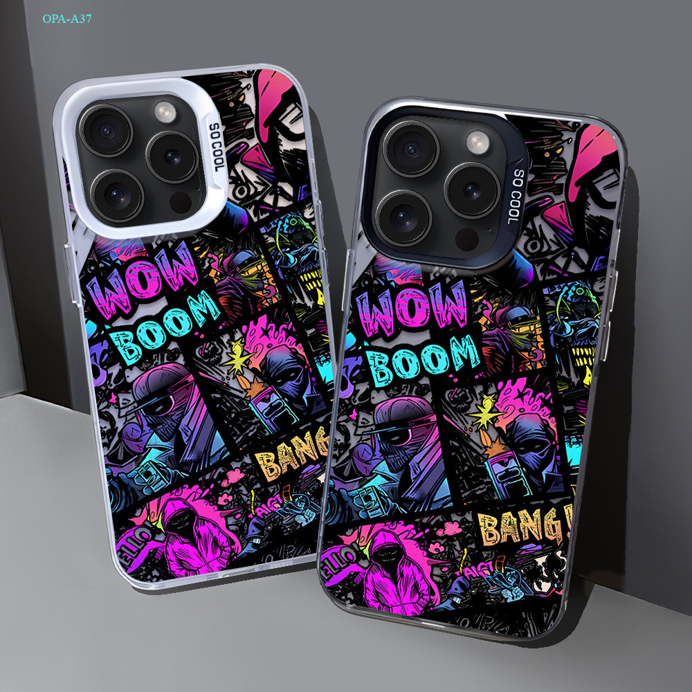 Neon Art Graffiti OPPO seri Casing Hp Untuk OPPO A5i A3X A3 A3S A12E A58 A38 A18 A37 A37F 4G Case ph