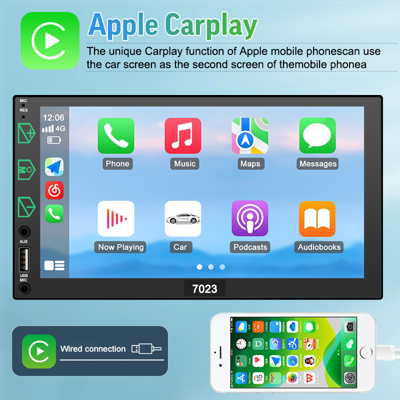 Universal 7inch Car Radio Multimedia Video Player Wired Carplay And