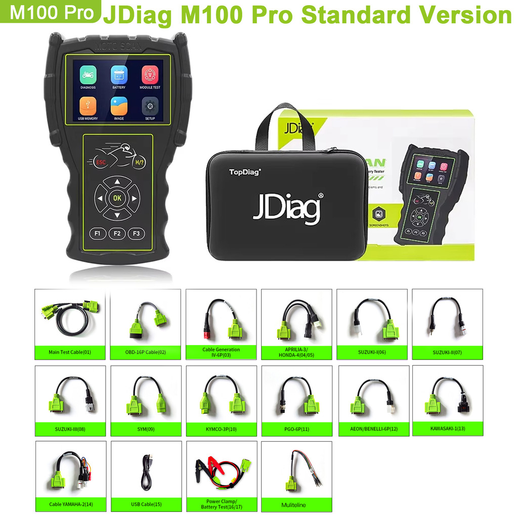 JDiag M100 Pro Motorcycle Diagnostic Scanner Tool OBD OBD2 Fault Code Reader For  KTM Honda