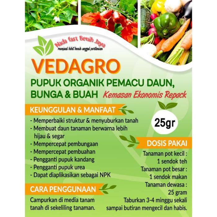 Pupuk Organik vedagro 25 Gram untuk pemacu Daun sayuran bunga dan buah berkualitas pupuk