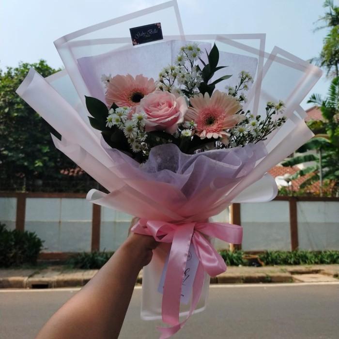 Buket Bunga Buket Mawar Pink Rose Pink Korean Buket Bunga Fresh Mawar Buket Bunga Ultah Birthday