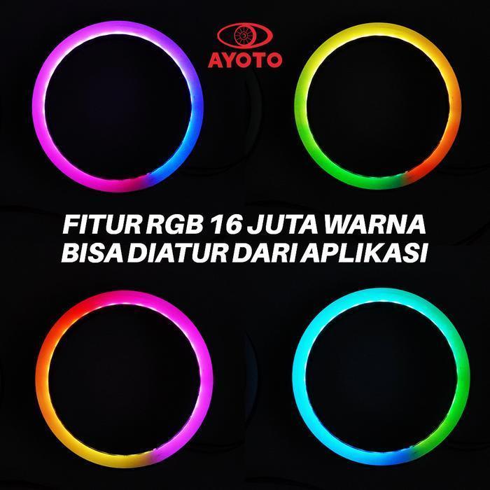 Original Shroud Angel Eyes Bulat 2D 2.5 Inch RGB Full Color LED Mobil Motor AYOTO Lampu Depan