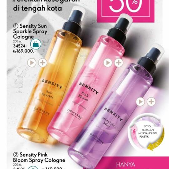 sensity midnight sun sparkle pink bloom mist spray cologne 200 ml