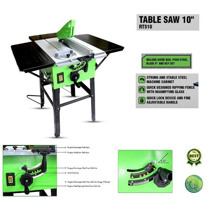 Ryu Table Saw 10 Inch Mesin Gergaji Kayu Meja Rts 10" Meja Mesin Potong Kayu Rts10 Circular Saw Tabl