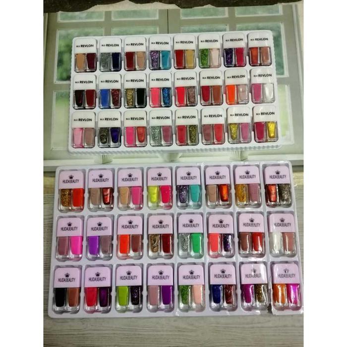 Terlaris KUTEK HUDA 2 IN 1, KUTEK REVLON 2 IN 1 WARNA, KUTEK HALAL, NAIL POLISH, KUTEK PER 24SET