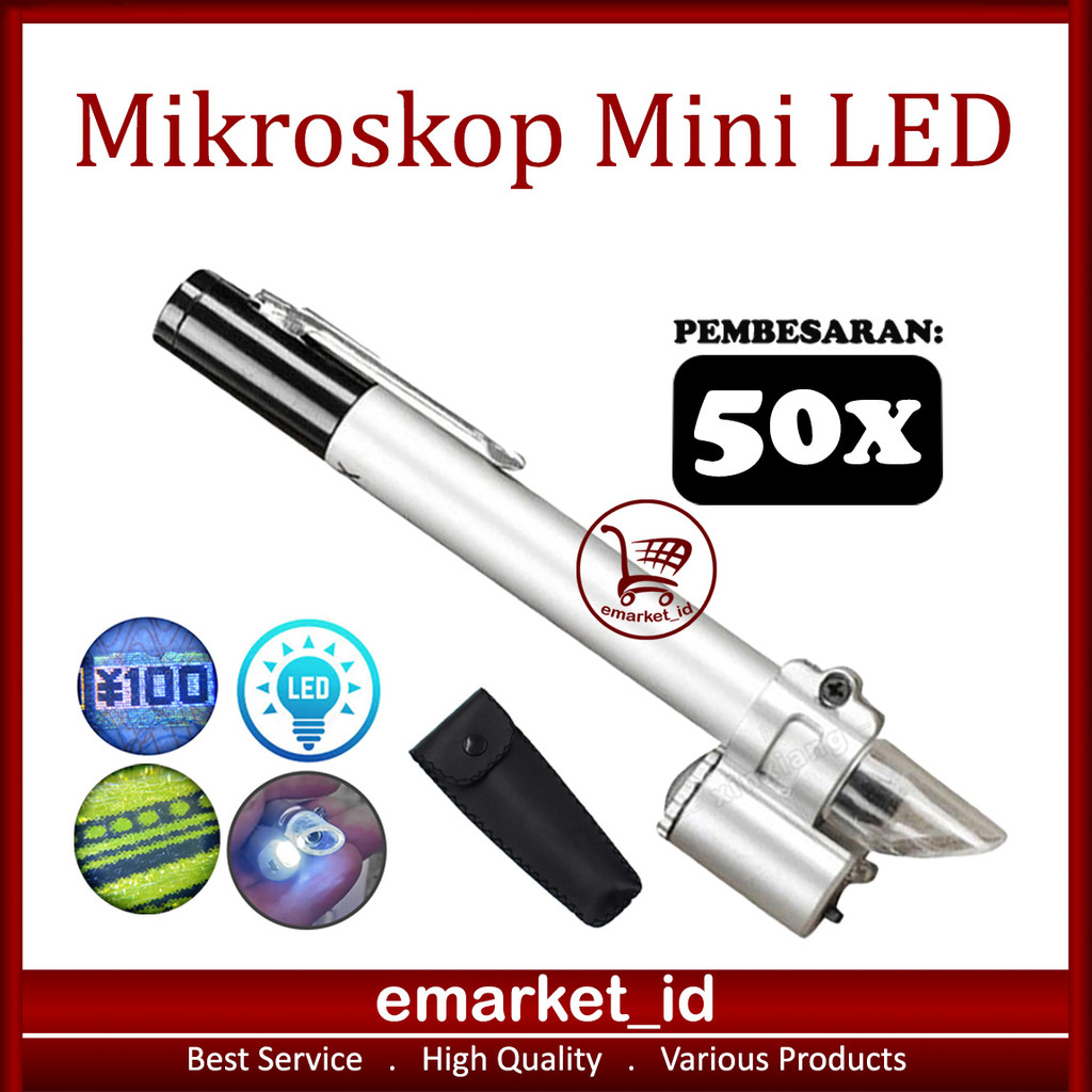 EM Mikroskop Pena LED 50X AL23 / Microscope Portable Lampu Saku Mini / Tekstil Percetakan Kain Perhi