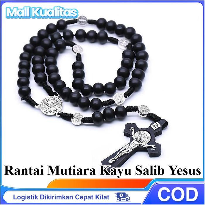 Mall Kualitas Kalung Liontin Rosario Katolik Manik-manik Rosario Aksesori Perhiasan Liar yang Indah