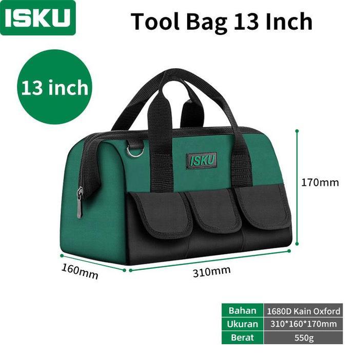 Krisbow Tools - Tool Bag Besar Ukuran 13 Inch 1680D Tas Perkakas Kain Oxford Anti Air/Tools Bag Alat