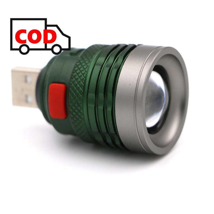 Senter Led Usb Zoomable Mini 800 Lumens Terang Portable Cocok Untuk Darurat Dan Powerbank Hp Charger