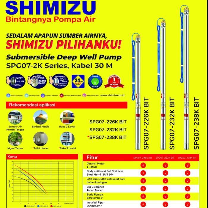 Pompa Celup 1/3HP 0.33 SHIMIZU SPG07-232K Submersible 2" Satelit Tanam