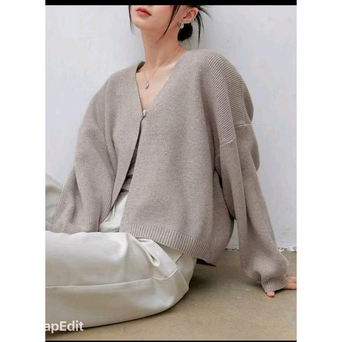 SPECIAL Malika Cardigan Rajut Crop Kancing 1 Outer Rajut Atasa Wanita Korean Style Kardigan Top