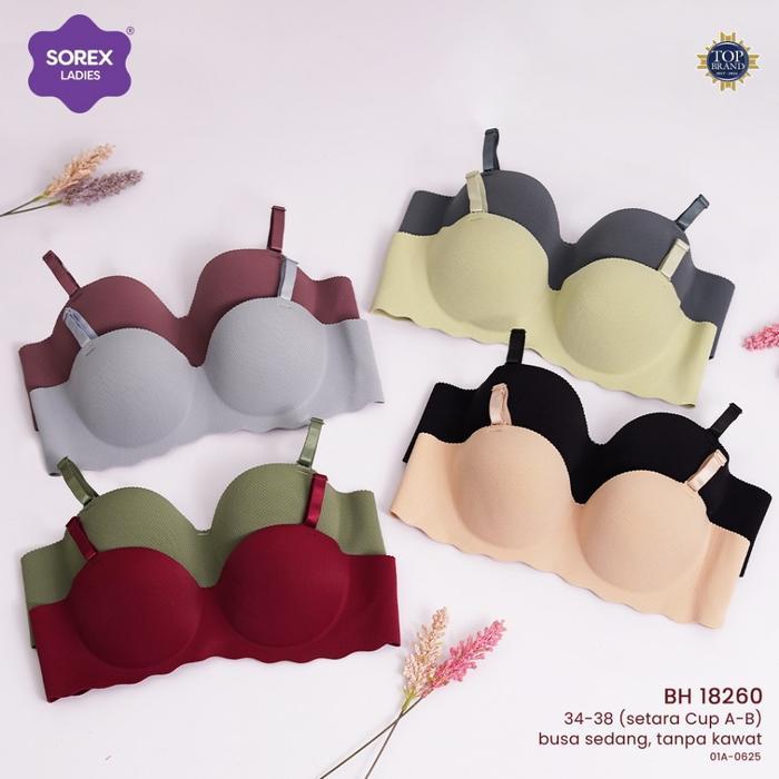 Sorex Bra Tanpa Kawat Push Up Busa Kait 3 Half Cup A-B Pori Pori Seamless Bra Harian BH 18260