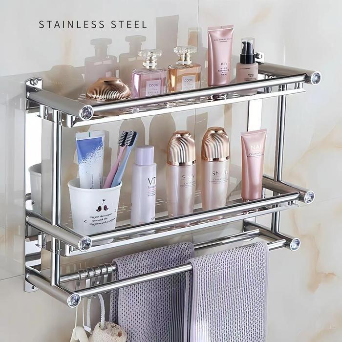 Informa Living - Rak Kamar Mandi Dinding Rak Handuk Gantungan Dinding Stainless Steel Rak Dinding