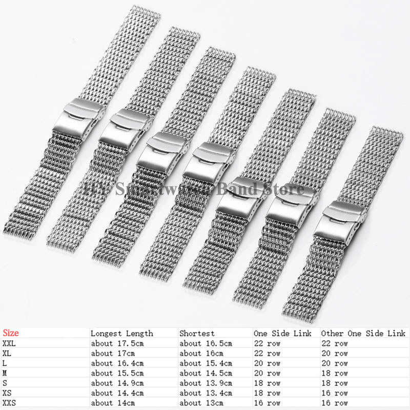 Shark Mesh Steel Watch Strap for Seiko 18mm 20mm 22mm 24mm Solid Steel Strap 4.0mm Thickness