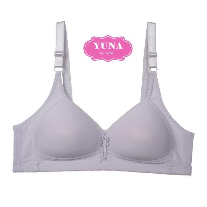 Bra Tanpa Kawat Model Yuna 302 dengan Aksen Bunga Ukuran 38C-44C - Abu, 40