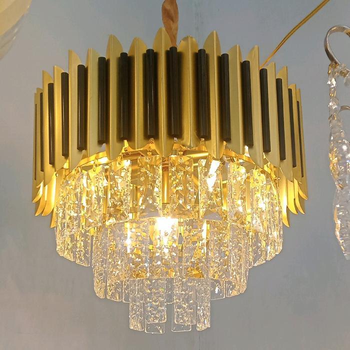 lampu gantung minimalis crystal 40cm import alumunium