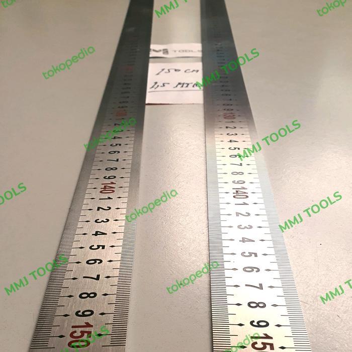 Penggaris Besi 150Cm / 1,5 Mtr - Mistar Baja 1,5 Mtr - Penggaris Baja Terlaris